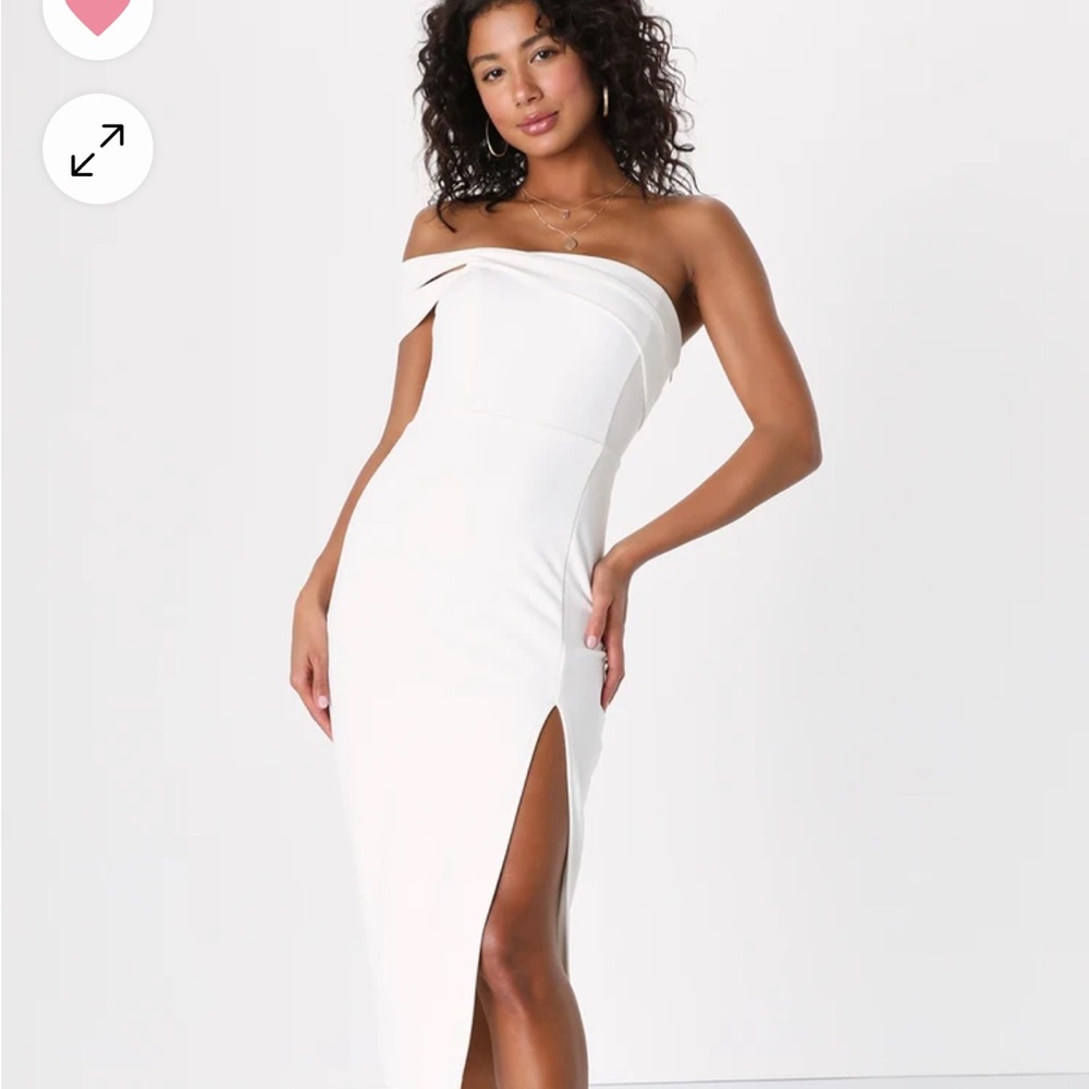 Lulu's White Off-Shoulder Midi Dress